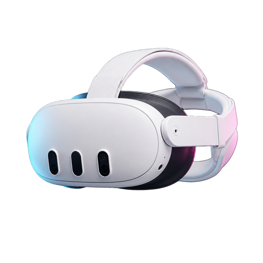 Meta Quest 3 headset with Elite comfort strap, part of the 4-headset group package